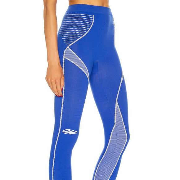 NWT$290 OFF-WHITE Seamless High-Rise Logo Legging in Stretch Blue Fabric S/M - Picture 1 of 16